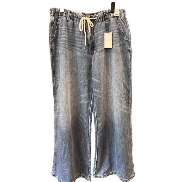 Judy Blue NEW Palazzo Wide Leg Jeans High Rise Elastic Waist JB881016 sz 15/32 - Picture 2 of 14